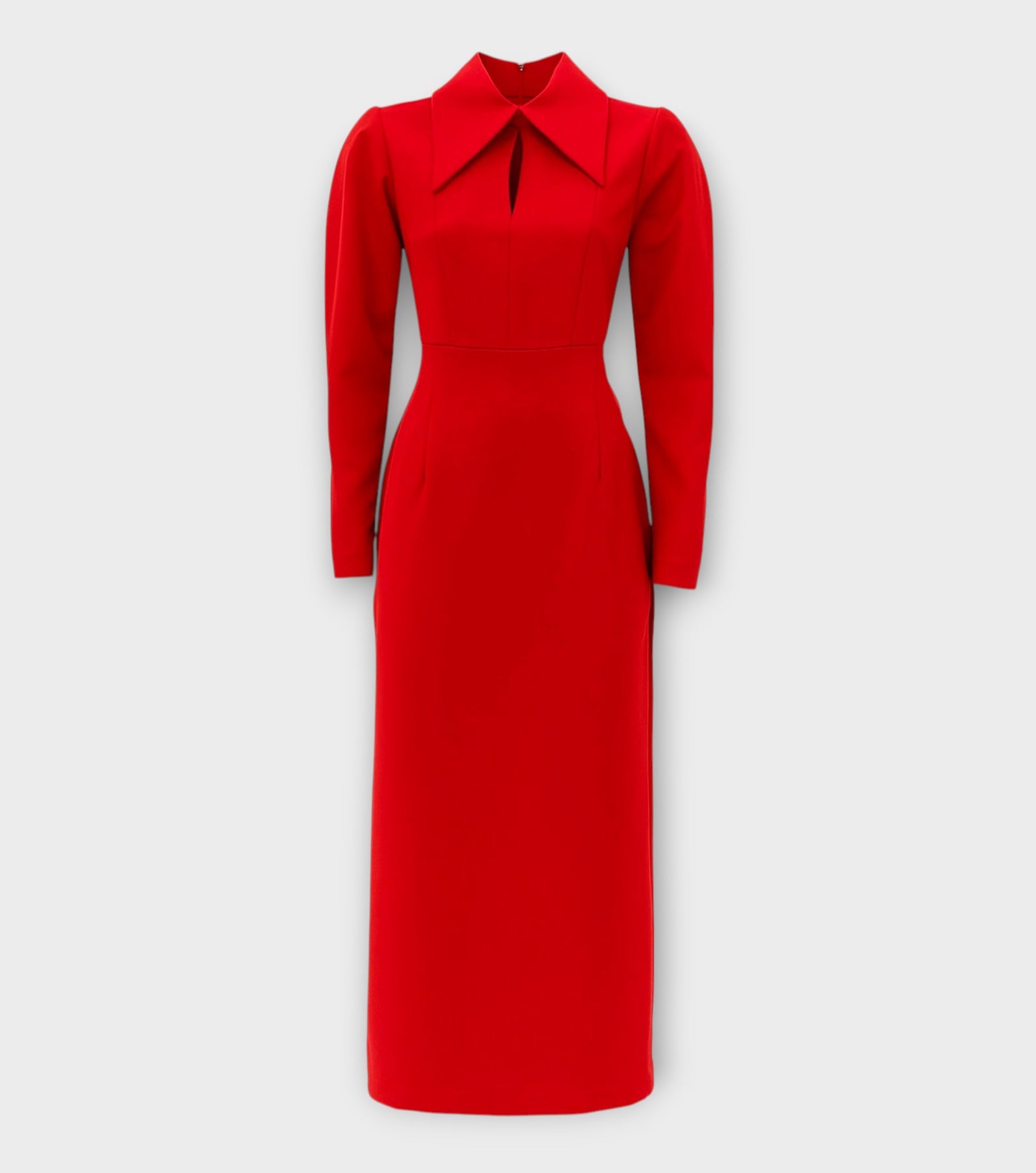 Solid Formal Midi Dress - Red