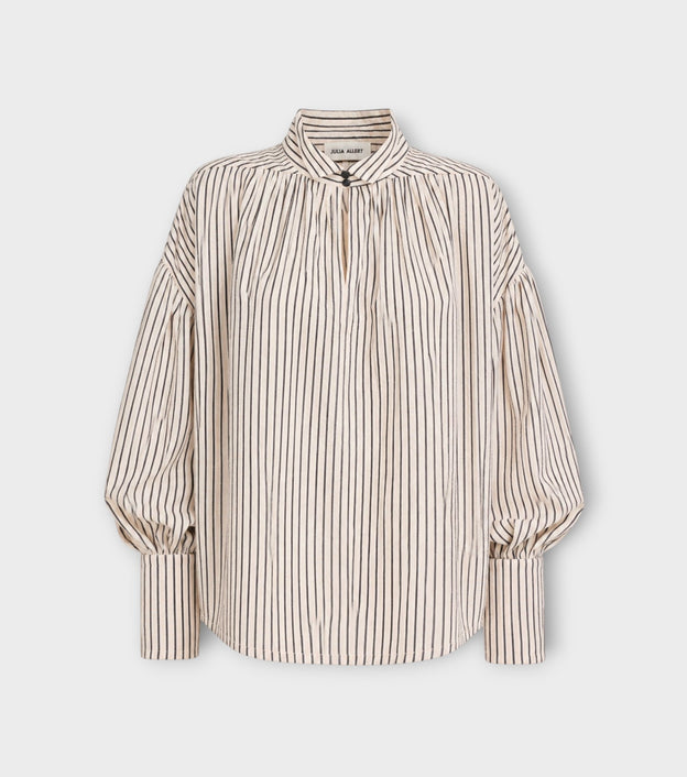 Striped Oversized Long Sleeve Blouse | Ivory