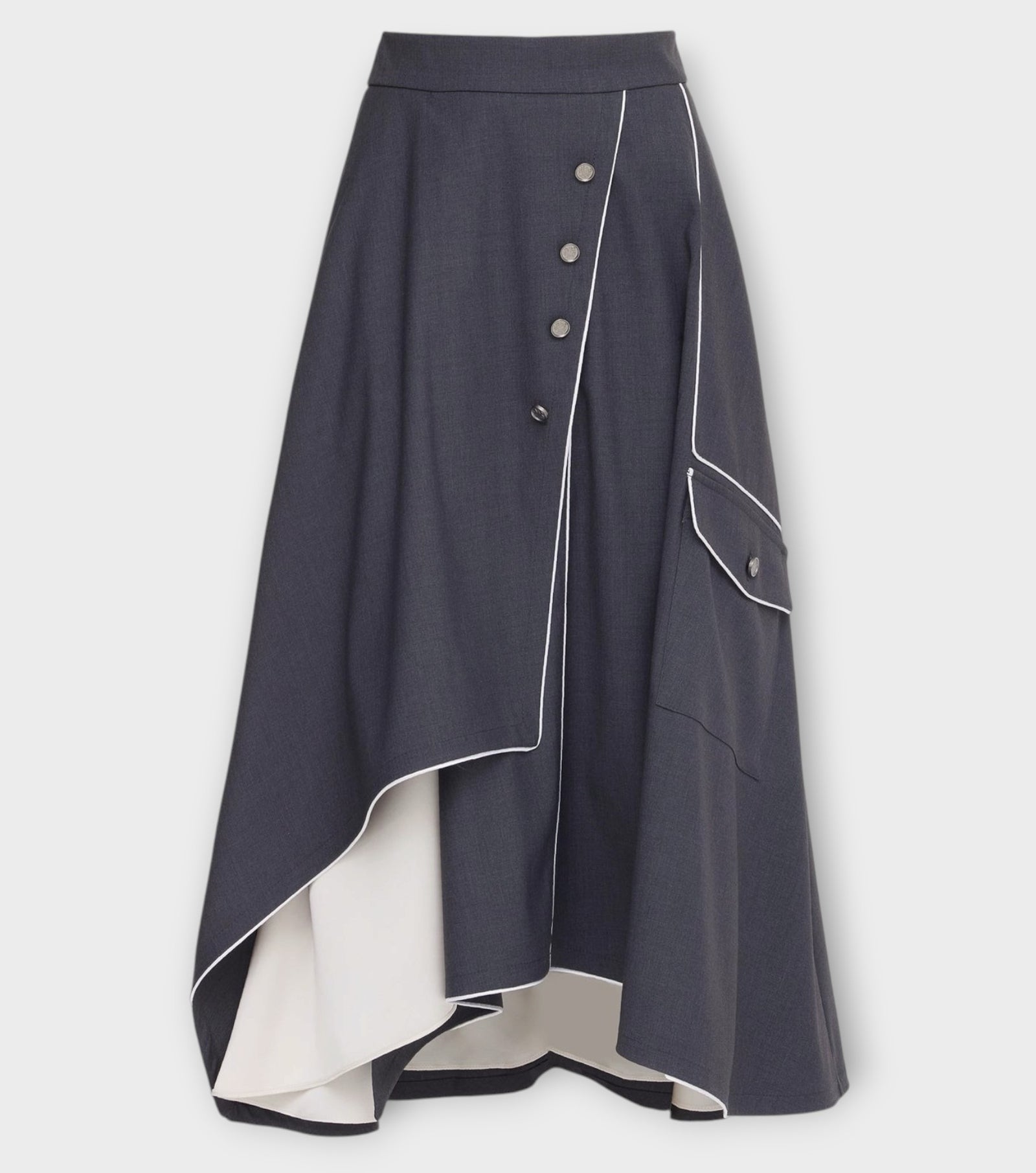Tailored Asymmetrical Midi Skirt | Dark Gray