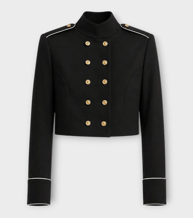 Tailored Military Cropped Jacket | Black