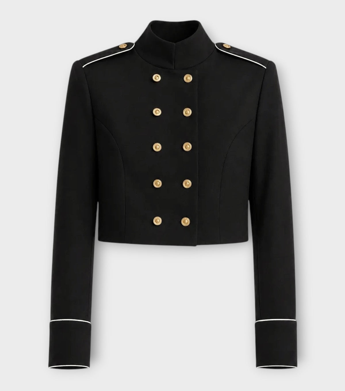 Tailored Military Cropped Jacket | Black