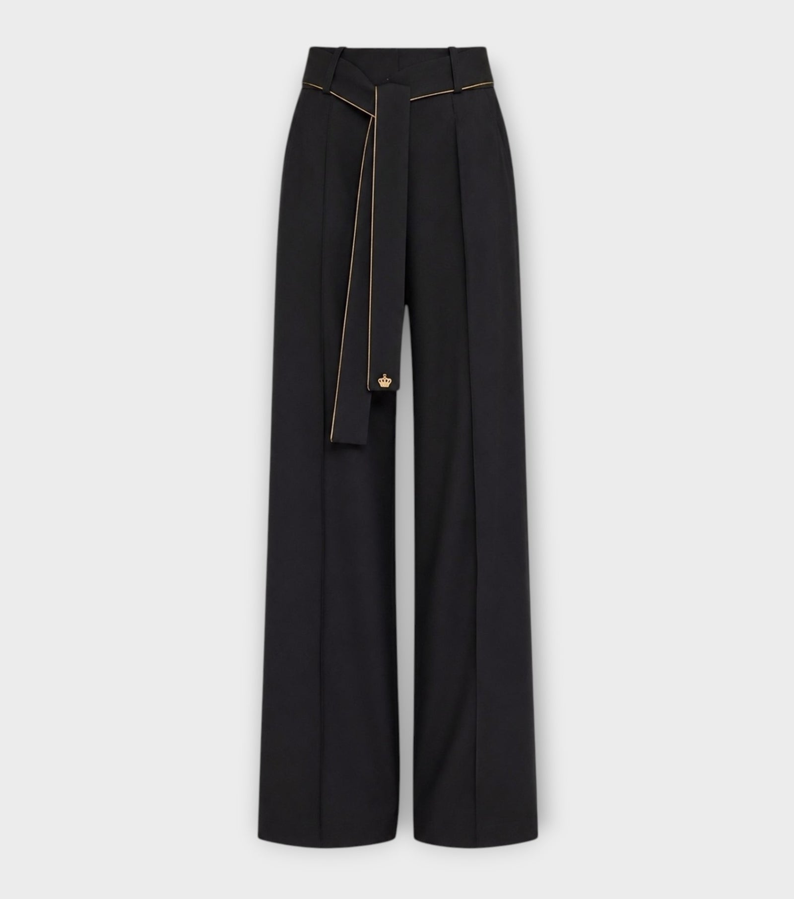 Tie-Waist Straight-Leg Trousers | Black