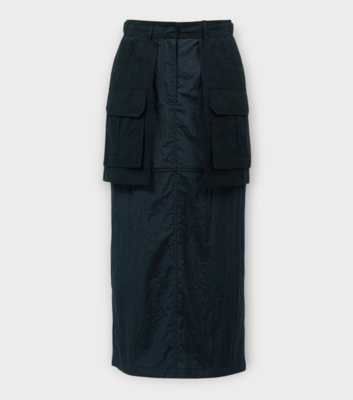 High Waist Cargo Midi Skirt | Black