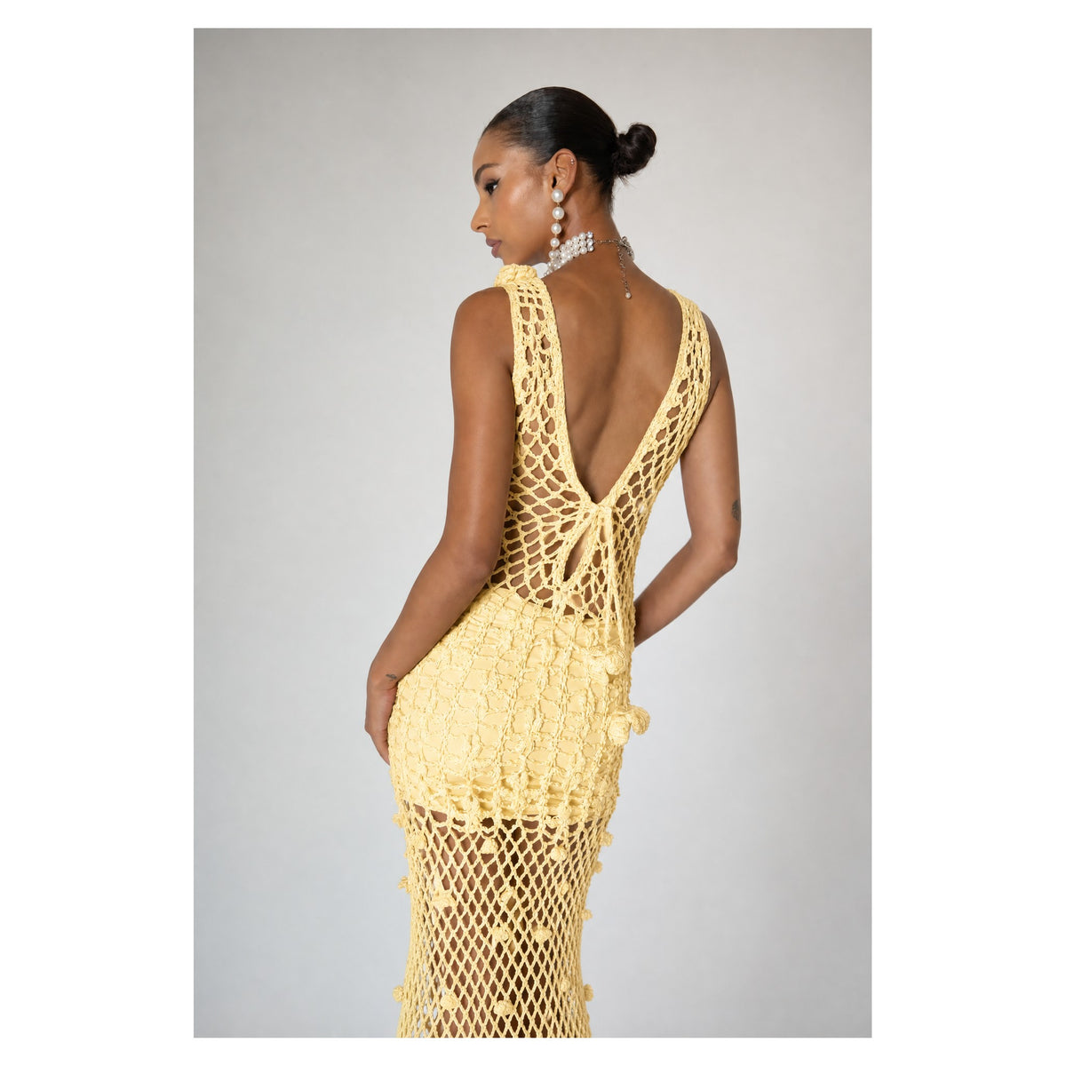 ANDREEVA - Yellow Cherry Handmade Maxi Crochet Dress