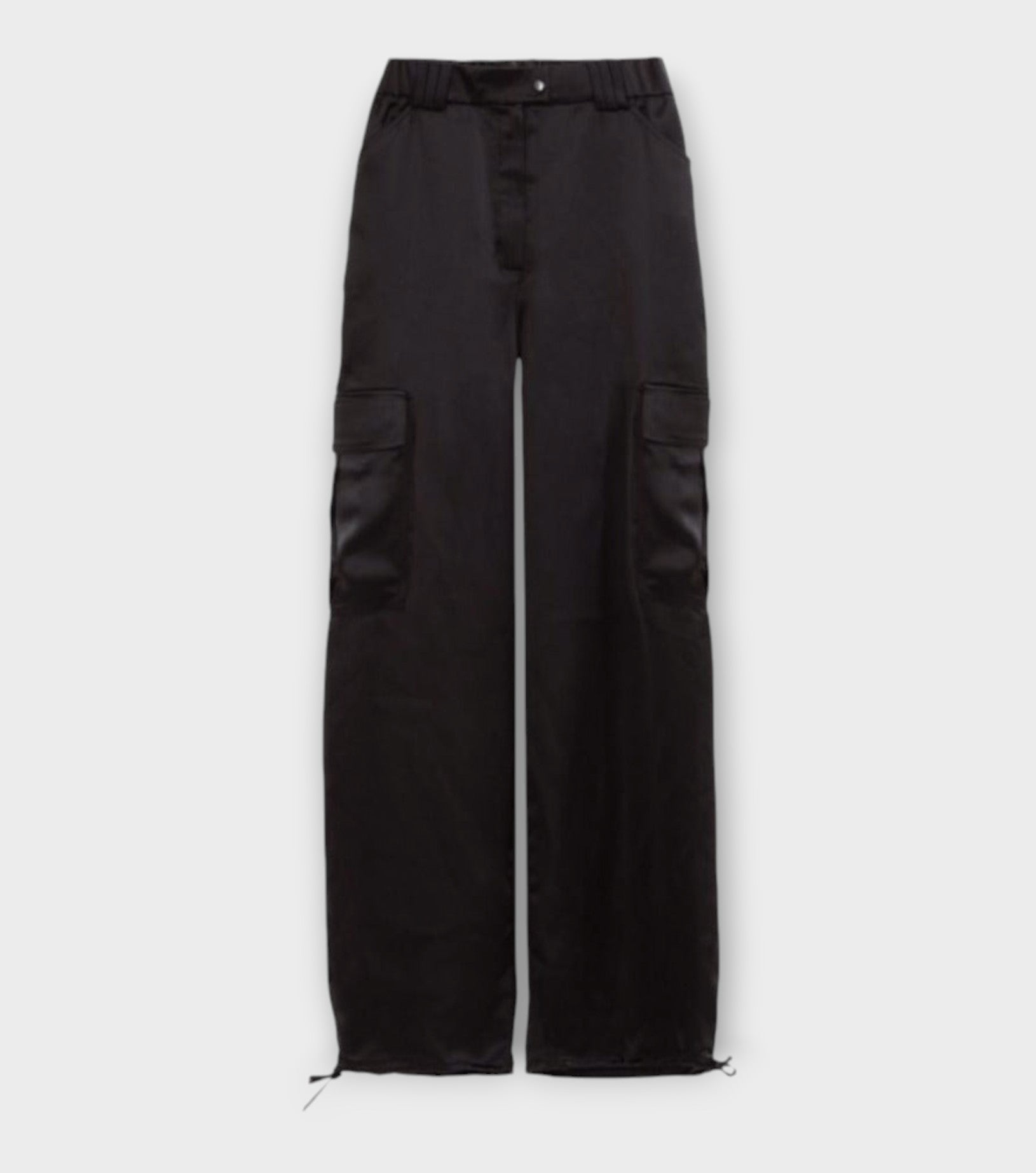 Black Silky Cargo Pants