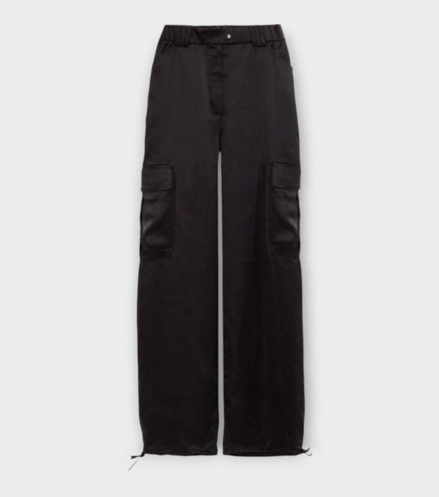 Black Silky Cargo Pants