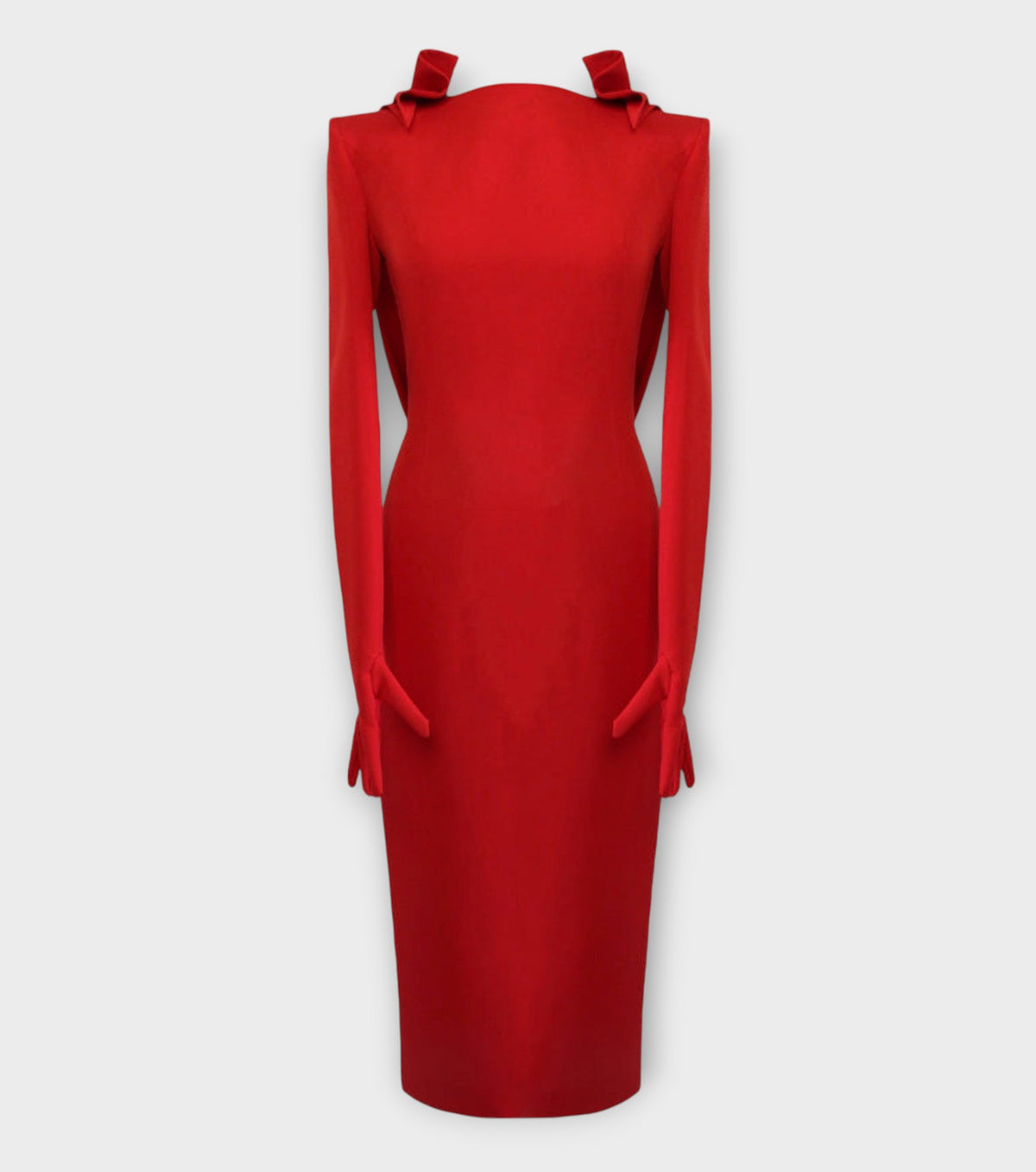 Collared Dress WIth Gloves | Red