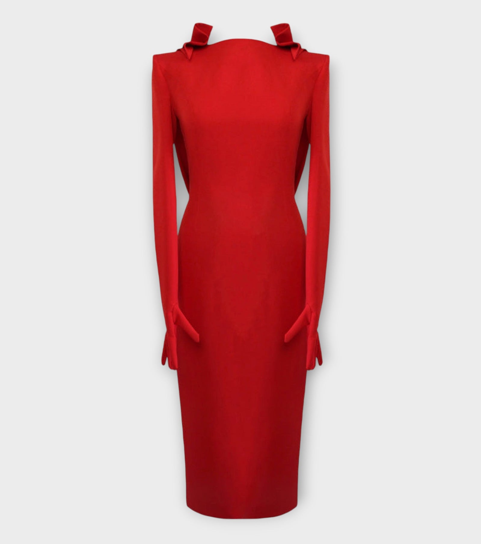 Collared Dress WIth Gloves | Red