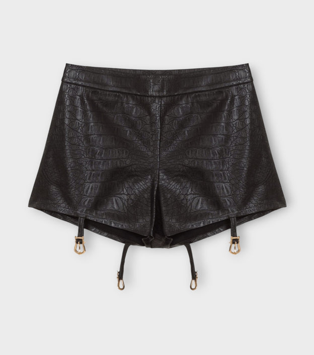 Croco Leather Micro Shorts