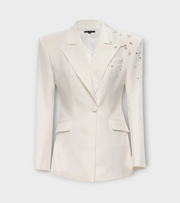Crystal Decorated Blazer | Ecru