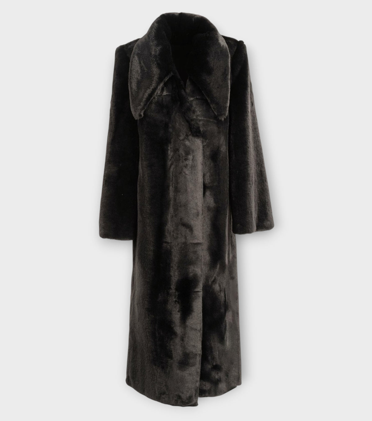 Fur Maxi Coat With Oversized Collar