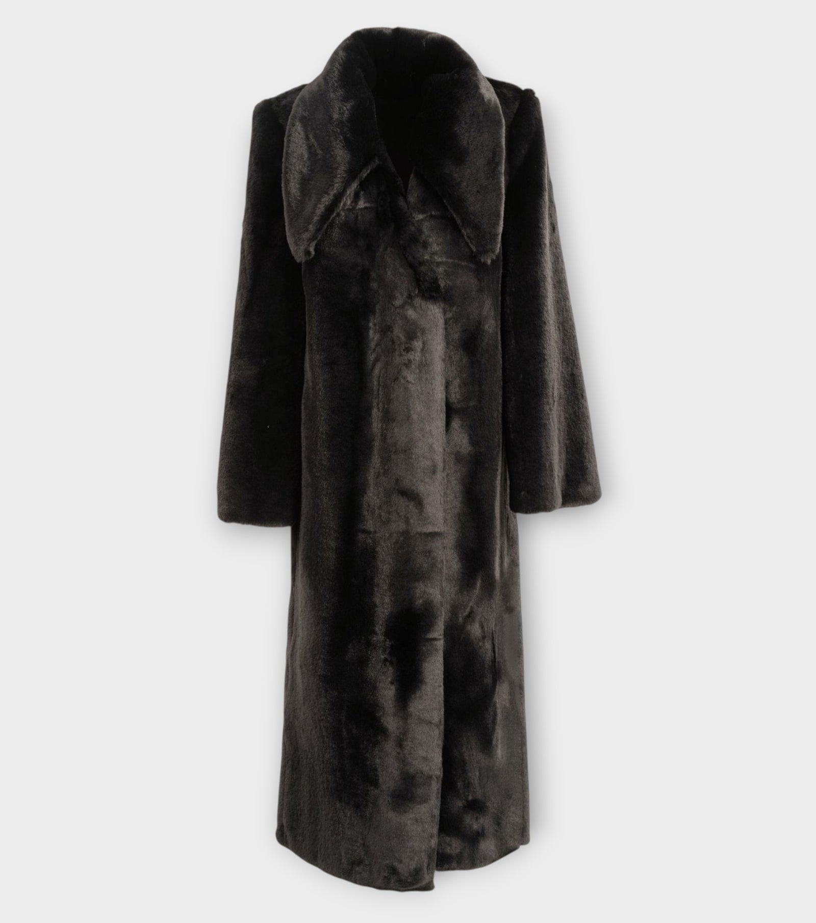 Fur Maxi Coat With Oversized Collar