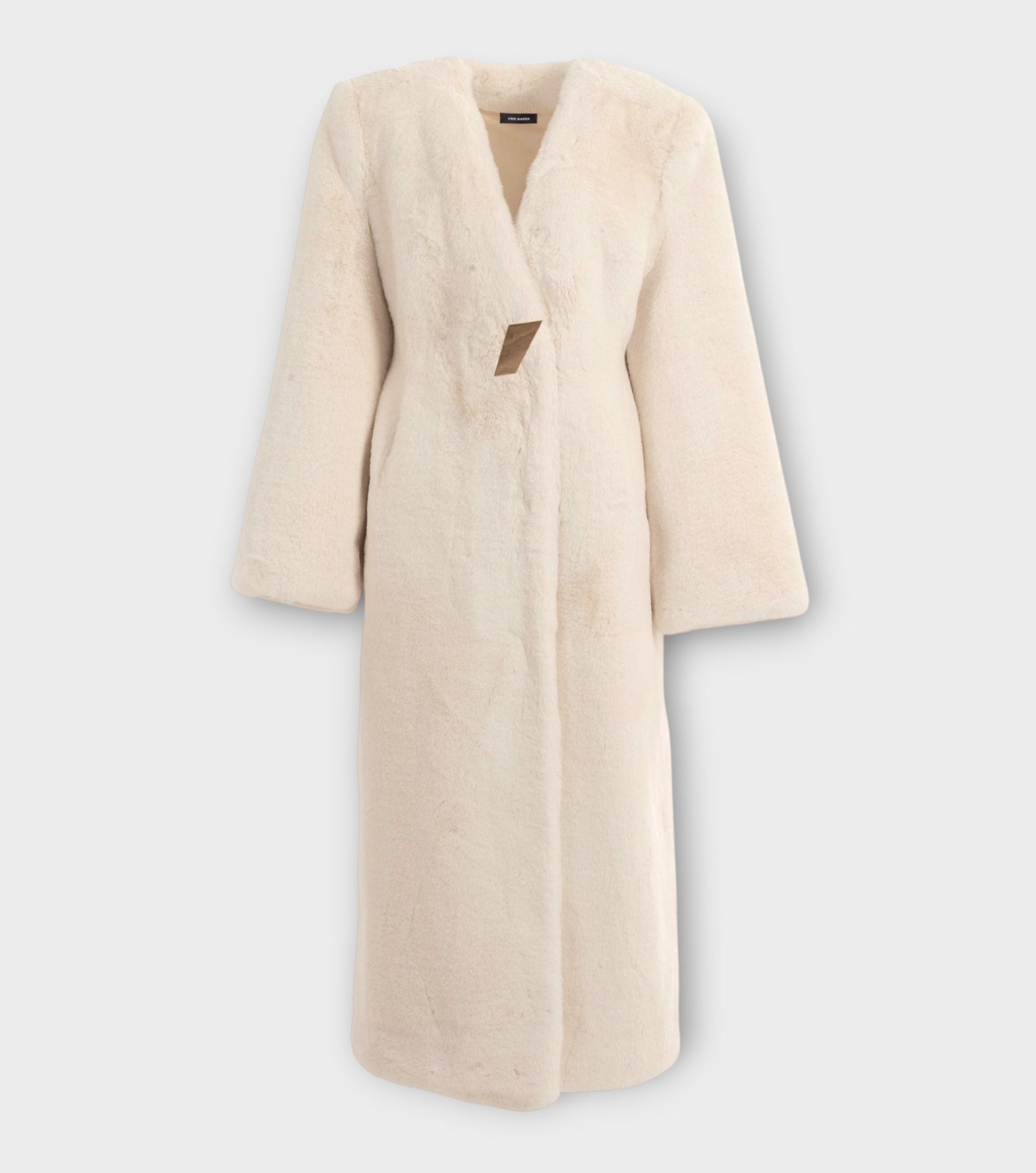 Fur Maxi Coat With Signature Button