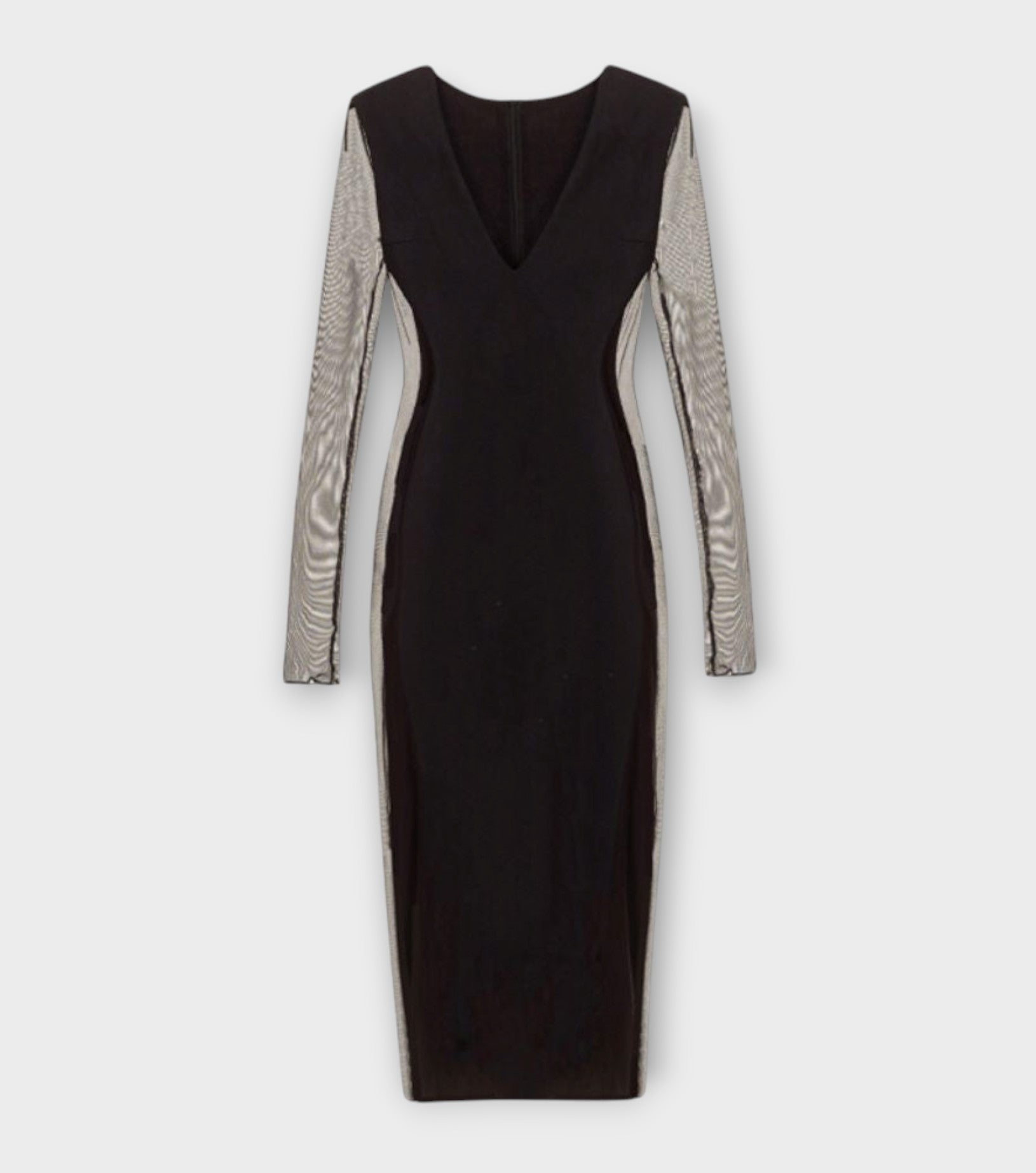 Long Sleeve Maxi Dress With Sheer Sides