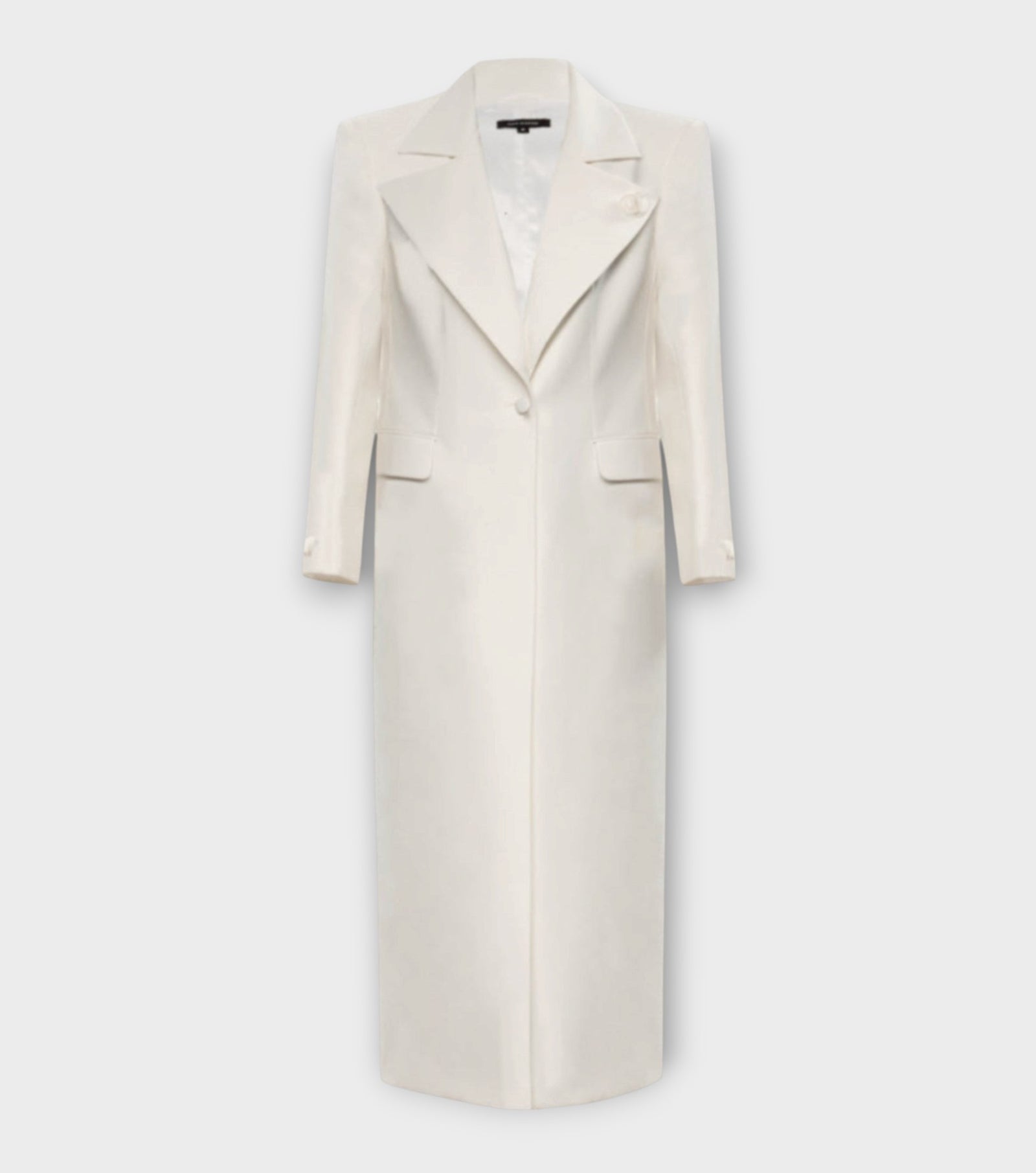 Rose Buttons Maxi Coat | Ecru