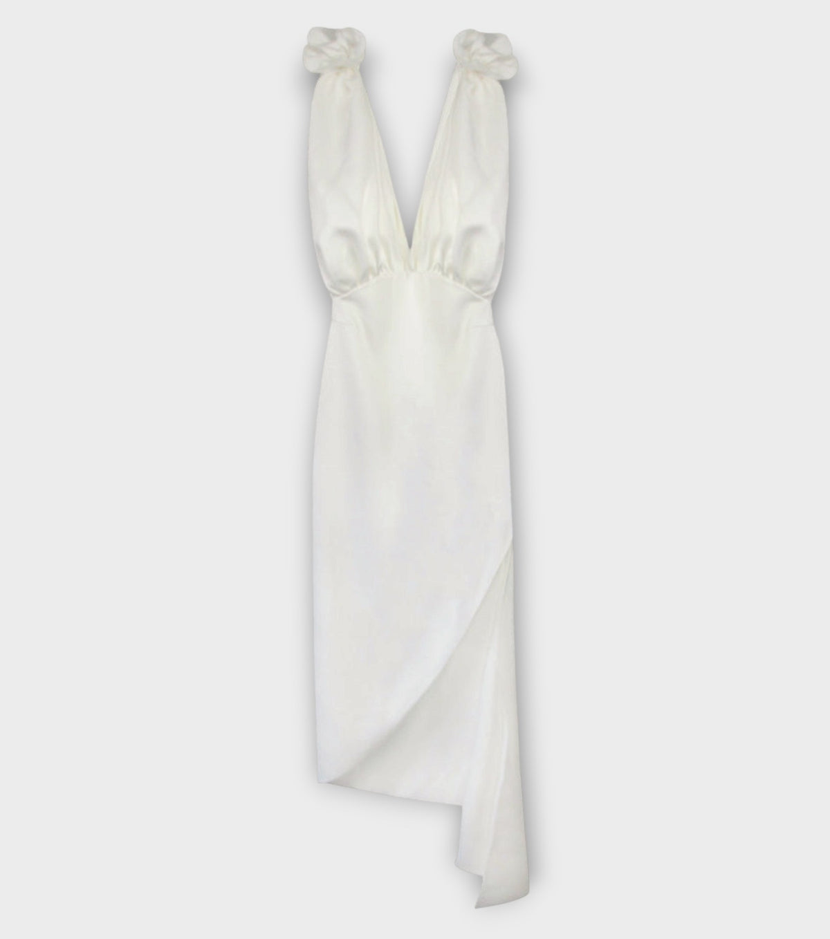 Silky Draped Dress With Roses | Ecru