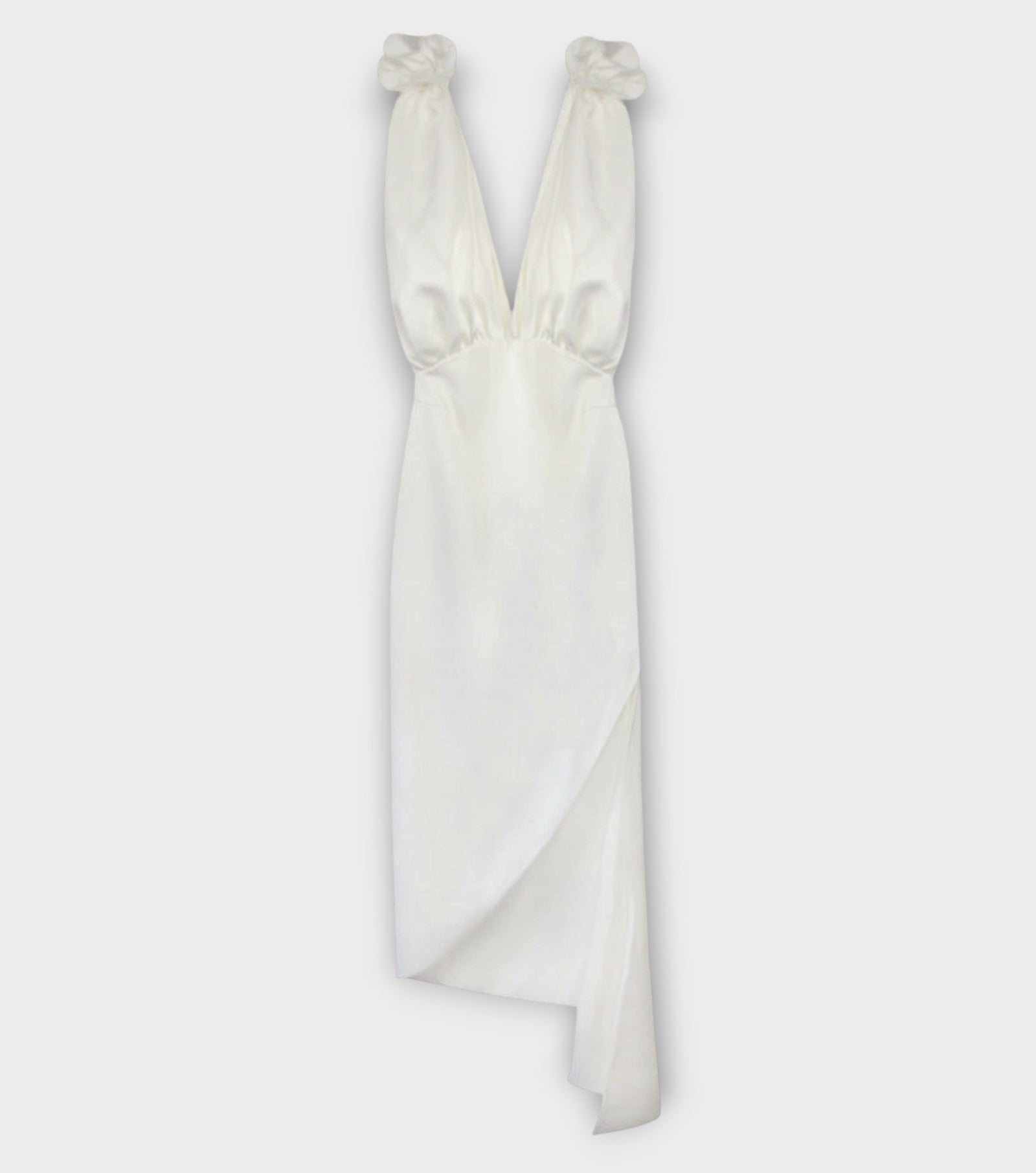Silky Draped Dress With Roses | Ecru