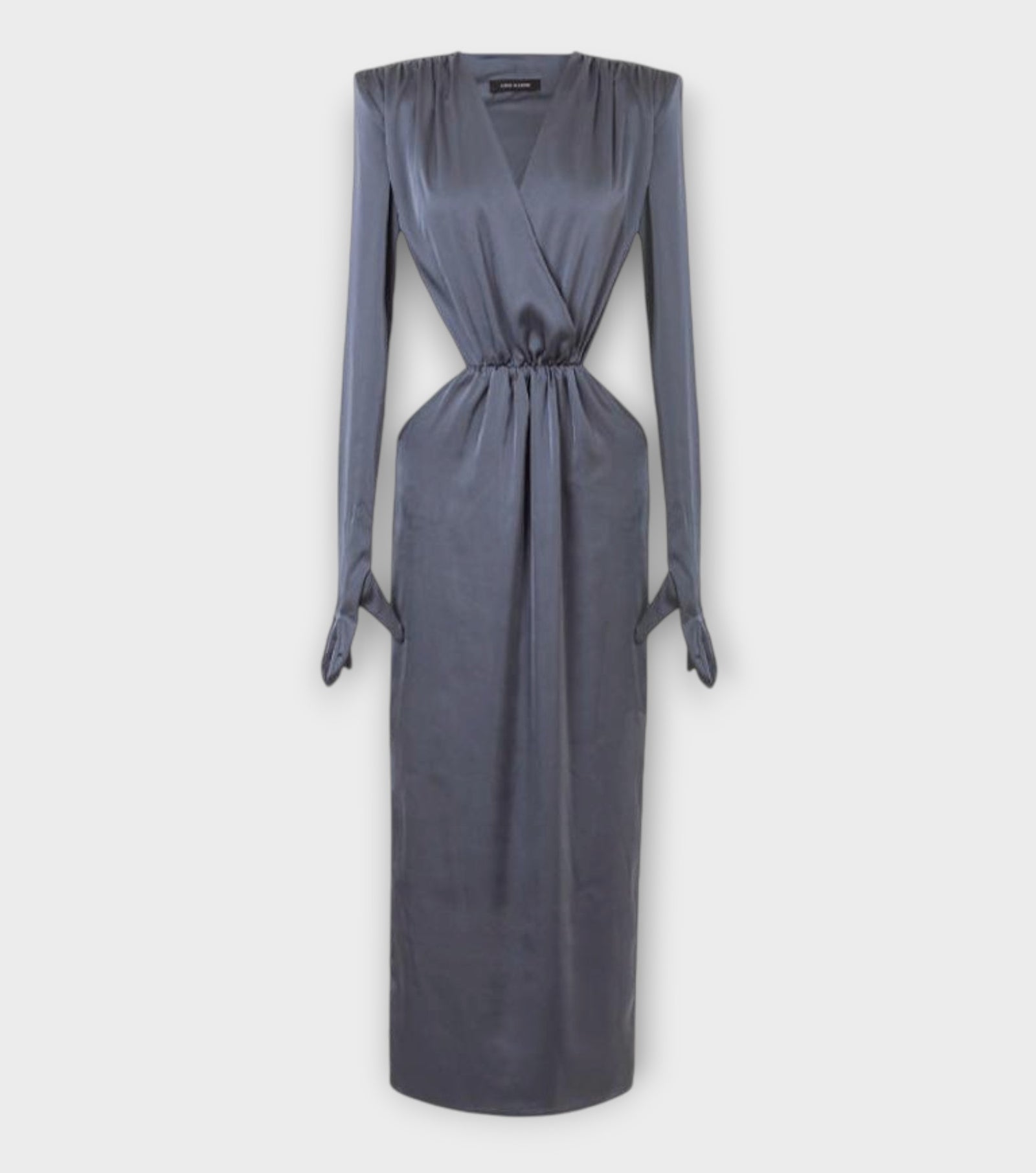 Long Sleeve Silky Dress With Cutouts