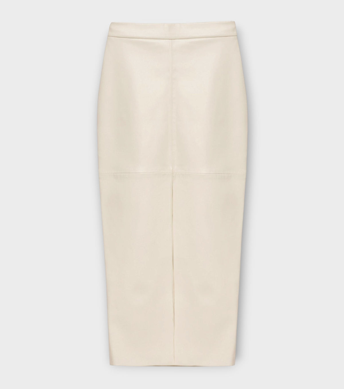 Vegan Leather Skirt in Midi | Ecru