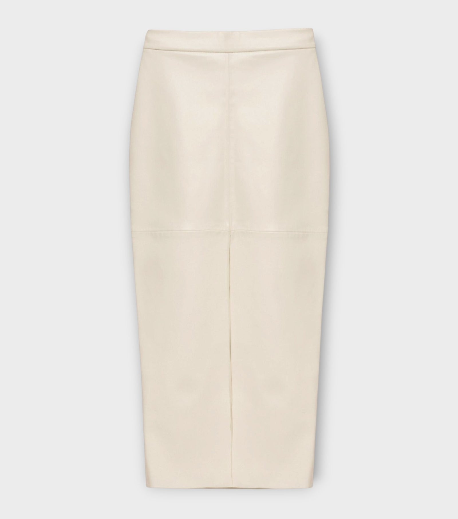 Vegan Leather Skirt in Midi | Ecru