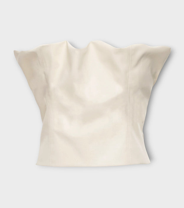 Vegan Leather Top | Ecru