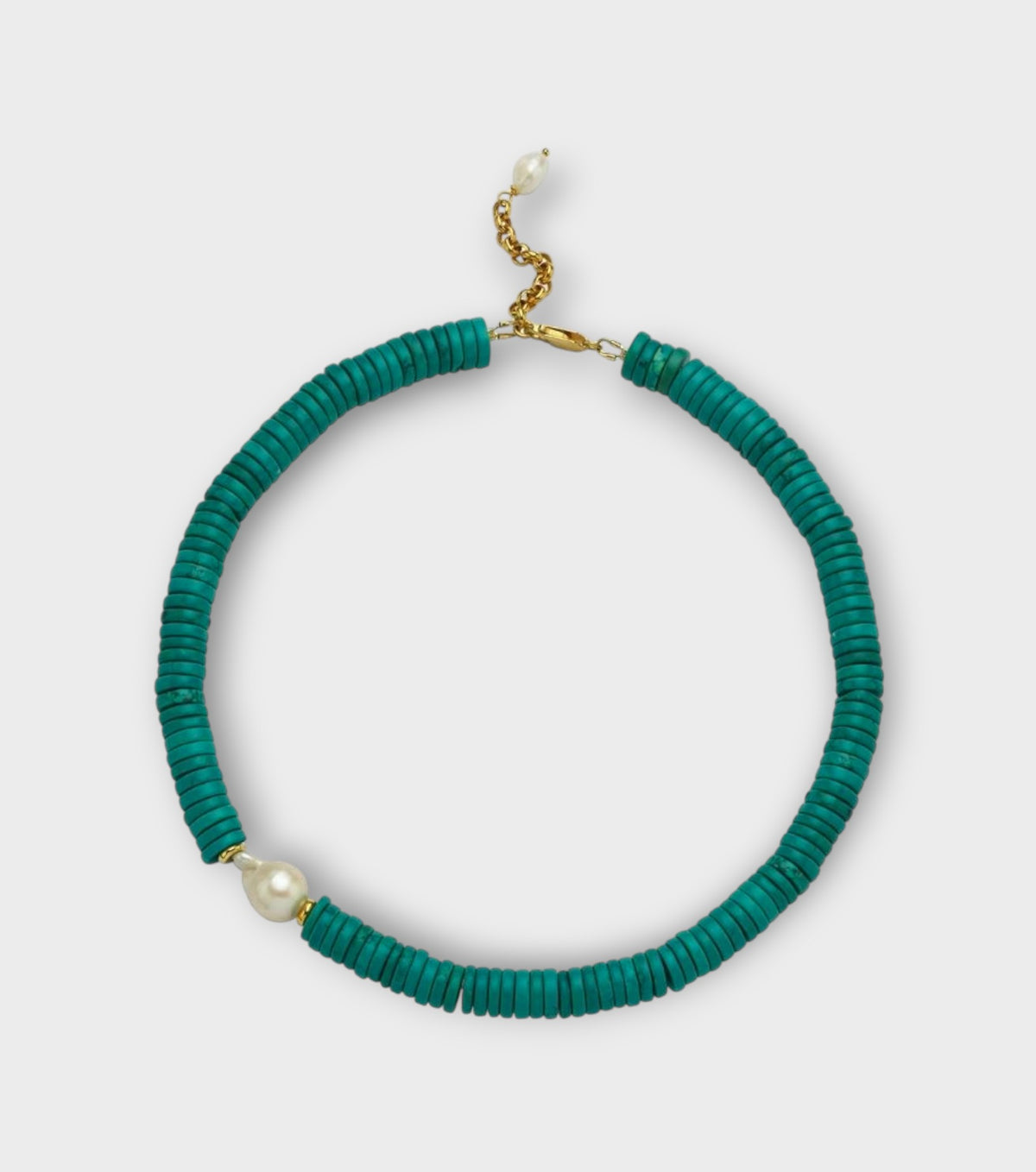 Alya Chunky Turquoise Necklace with Large Pearl