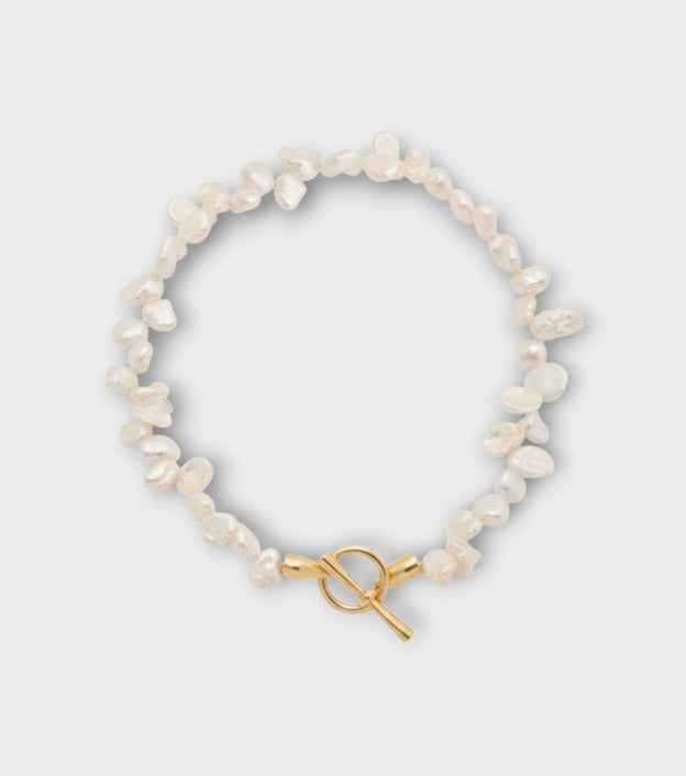 Asymmetrical Pearl Necklace | Gold