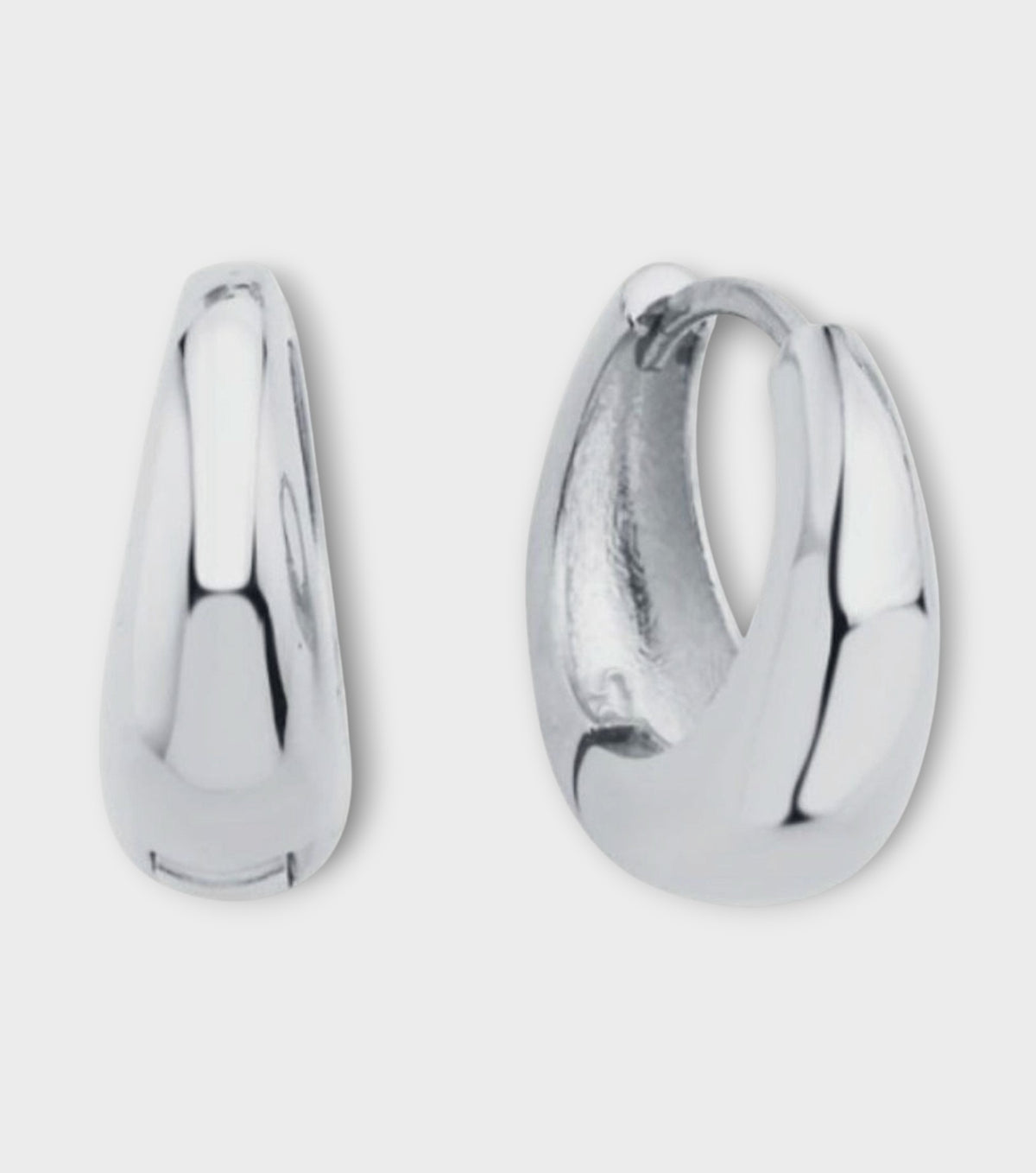 Chunky Huggie Hoop Earrings | Silver