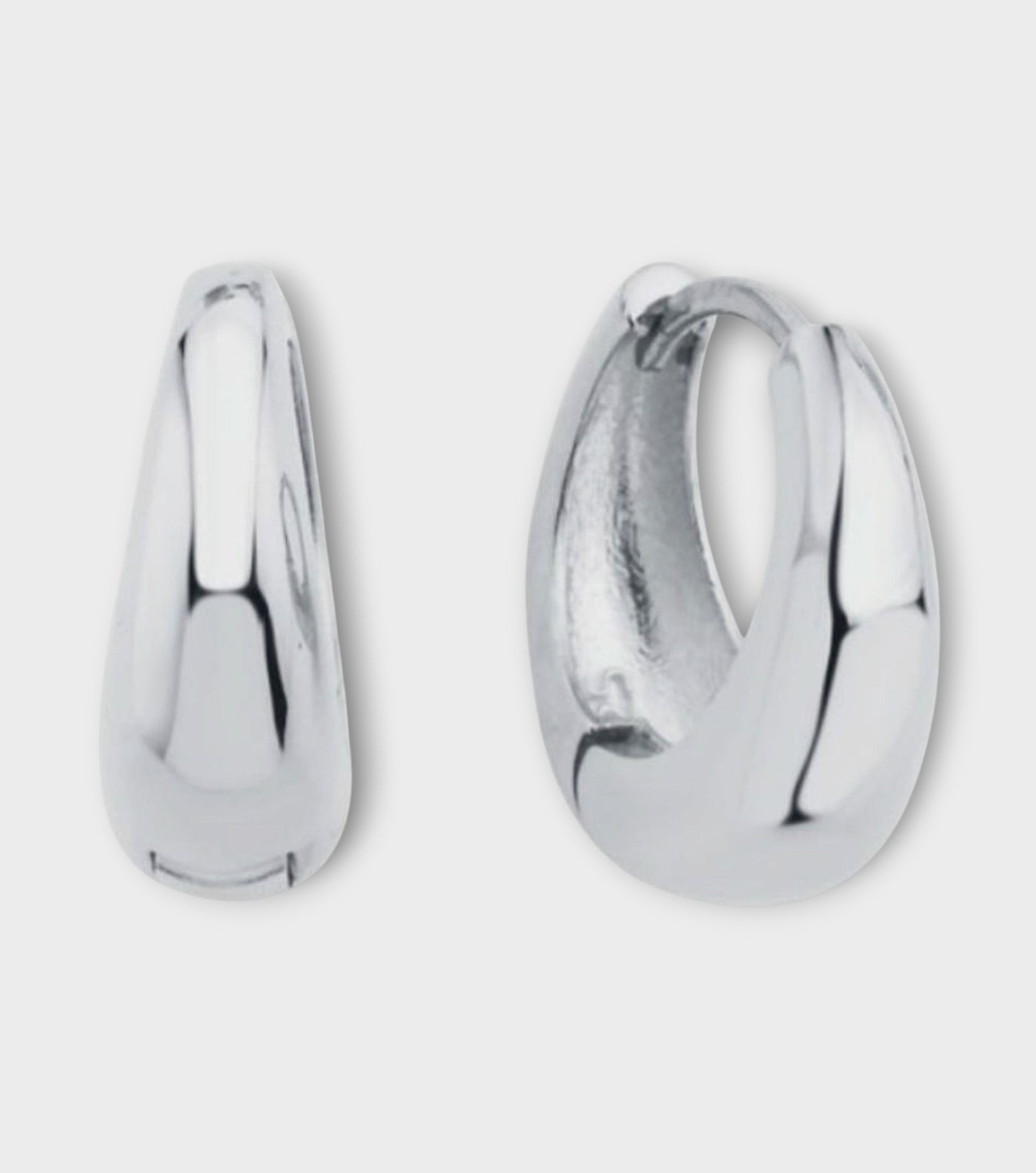 Chunky Huggie Hoop Earrings | Silver