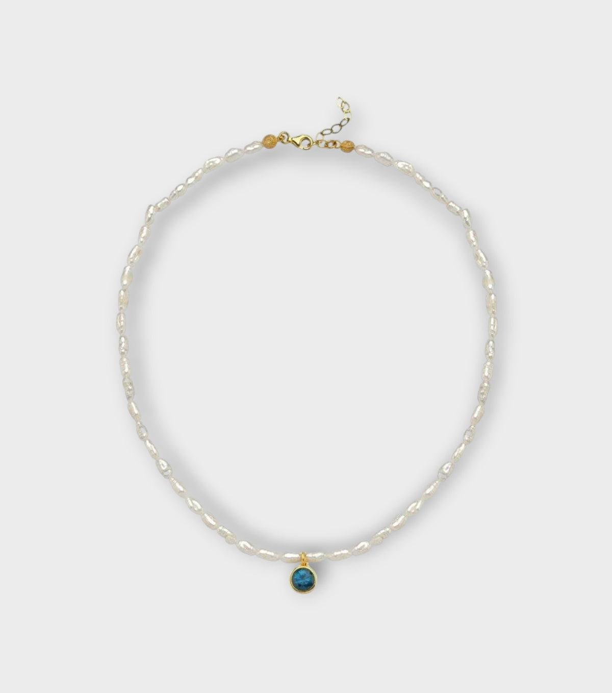 Cosmic Pearl Zodiac Necklace Blue Birthstone