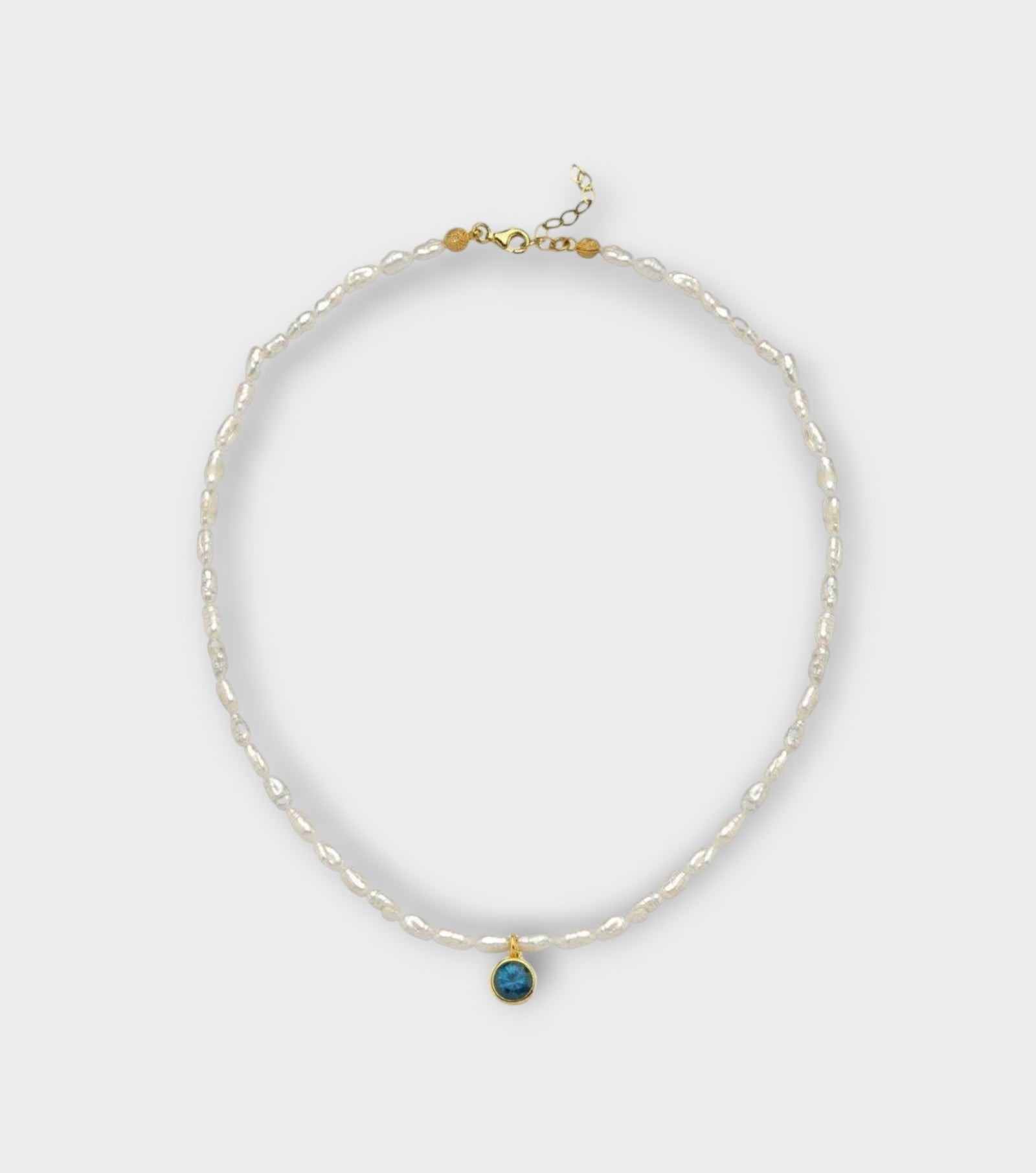 Cosmic Pearl Zodiac Necklace Blue Birthstone