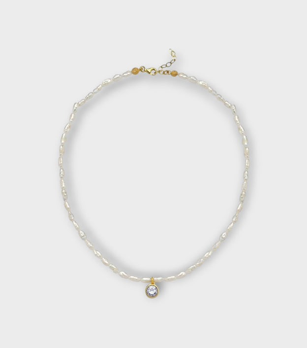 Cosmic Pearl Zodiac Necklace Lilac Birthstone