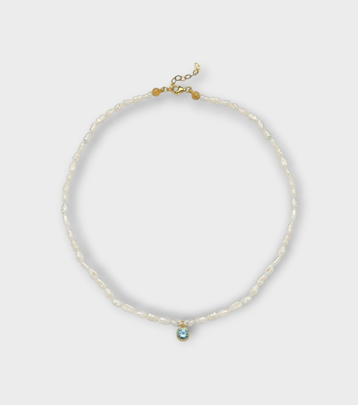 Cosmic Pearl Zodiac Necklace Sky Blue Birthstone