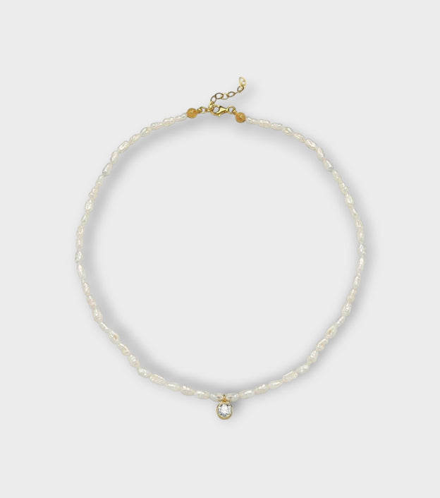Cosmic Pearl Zodiac Necklace White Birthstone