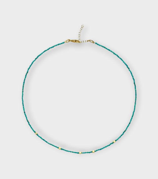 Lana Turquoise Beaded Necklace with Gold Ball Accents