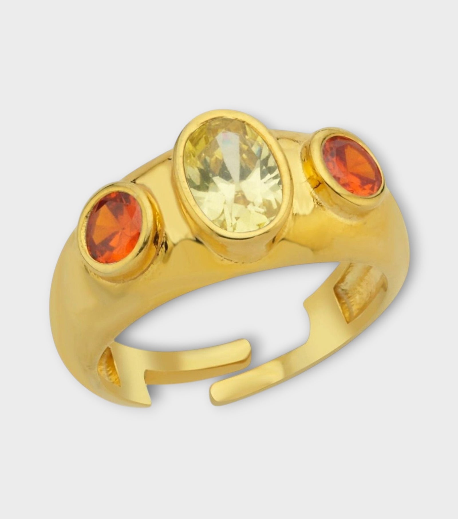 Orange Yellow Stone Signet Ring