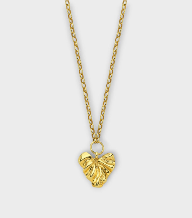 Patterned Heart Necklace | Gold