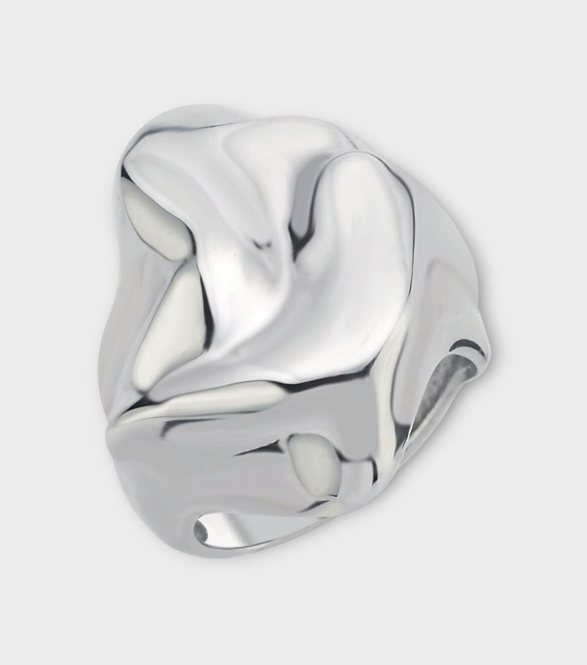 Shiny Silver Hammered Big Ring
