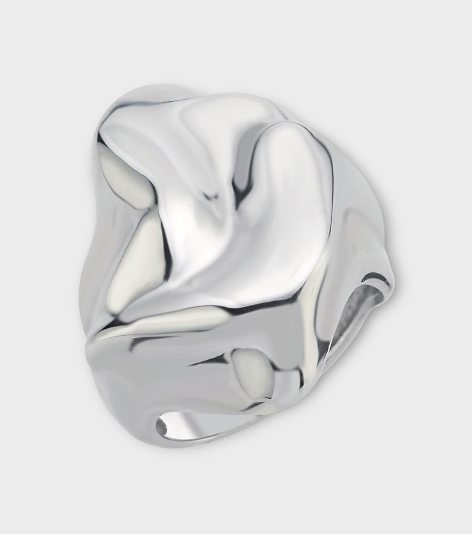 Shiny Silver Hammered Big Ring
