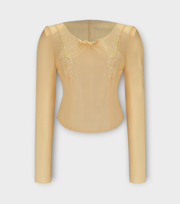 Beige Mesh Top
