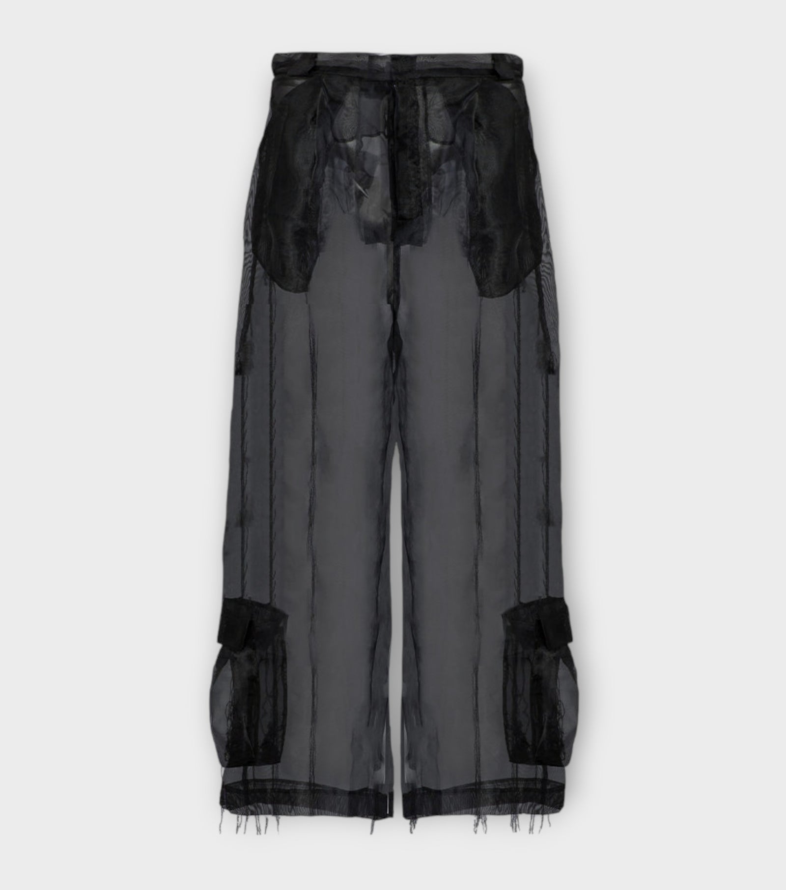 Black Organza Cargo Pants