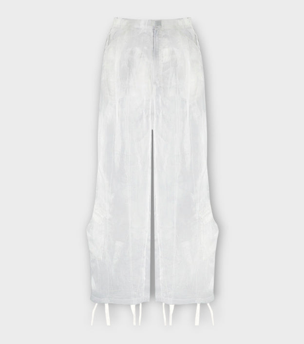 White Organza Cargo Pants