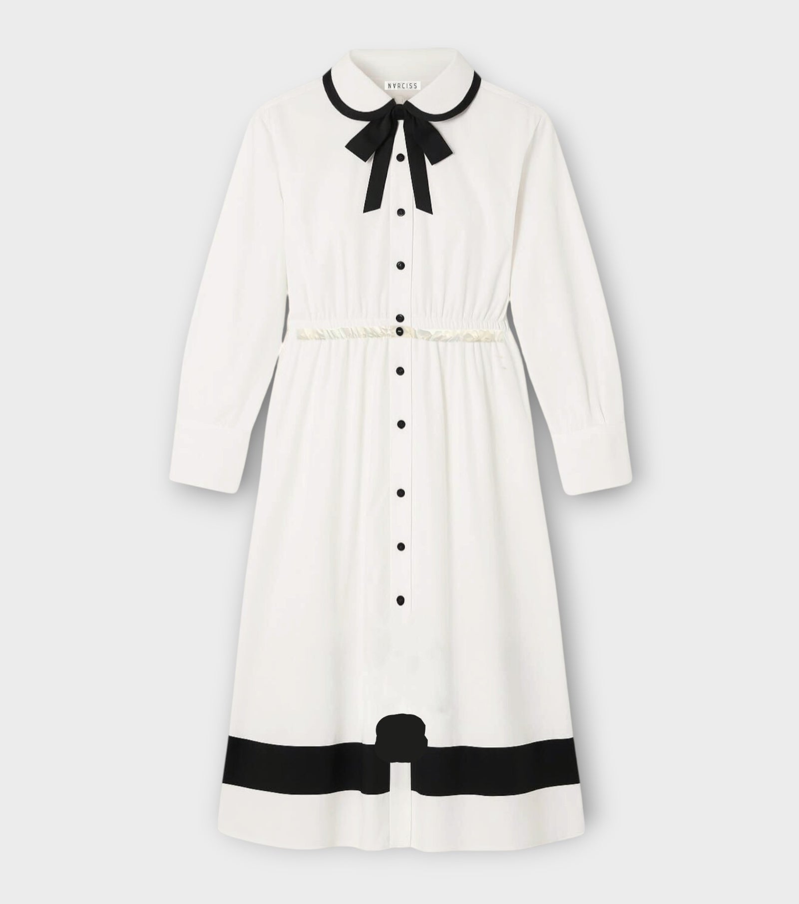Long Sleeve White Midi Shirt Dress