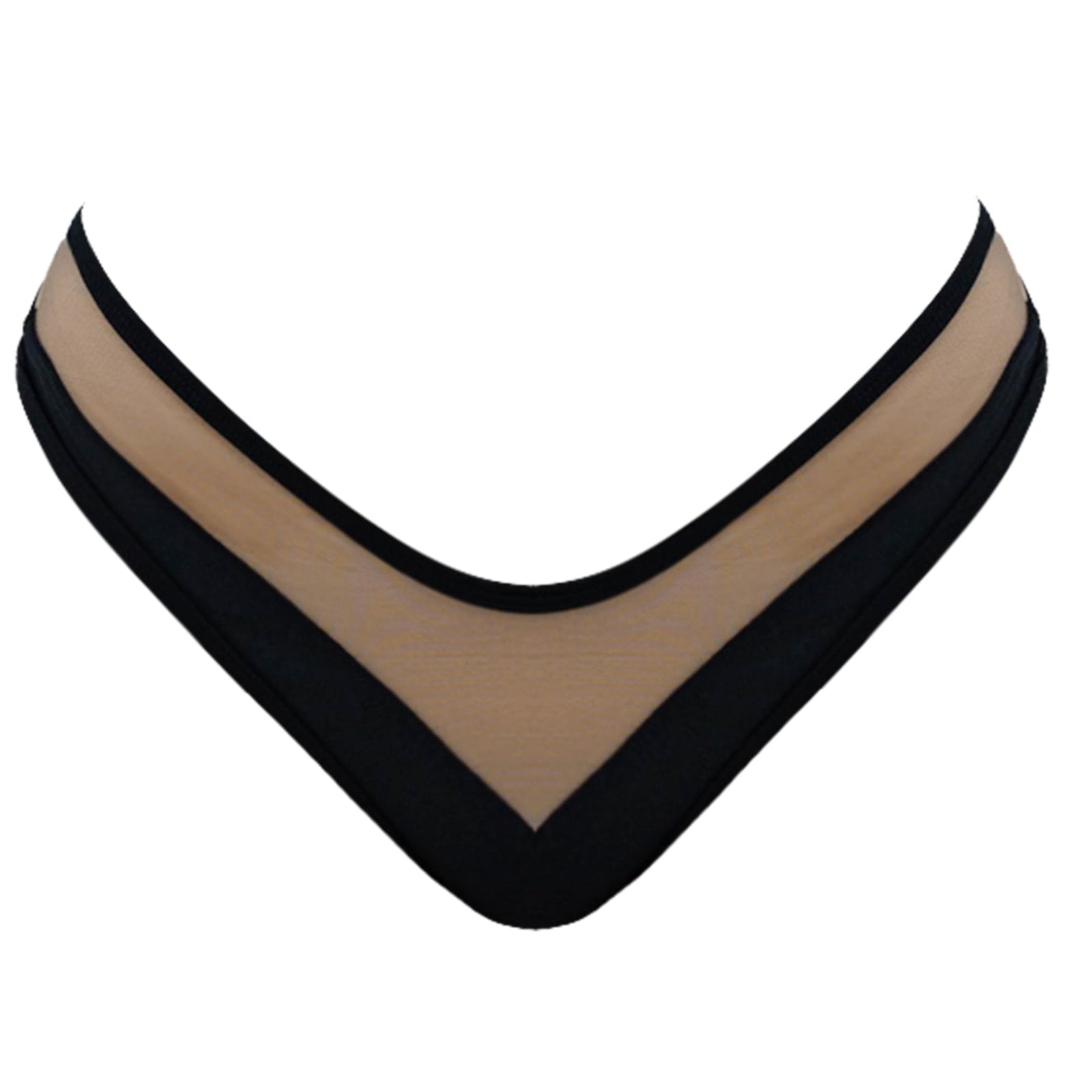 Black and beige bikini bottom on a white background