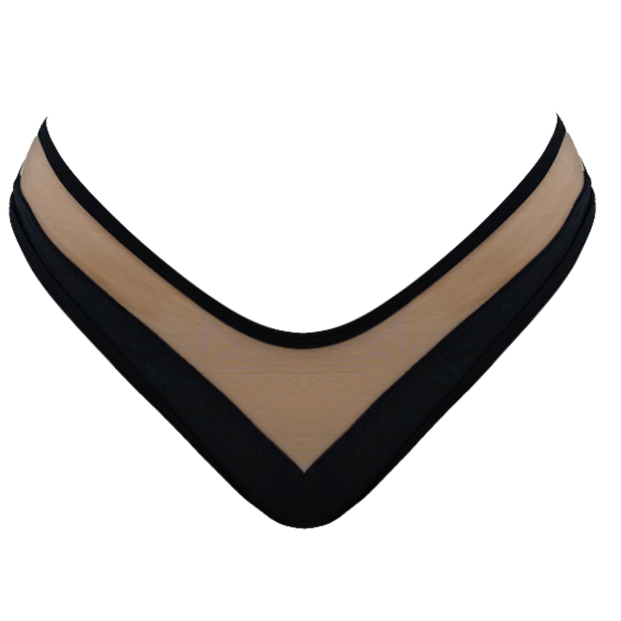 Black and beige bikini bottom on a white background