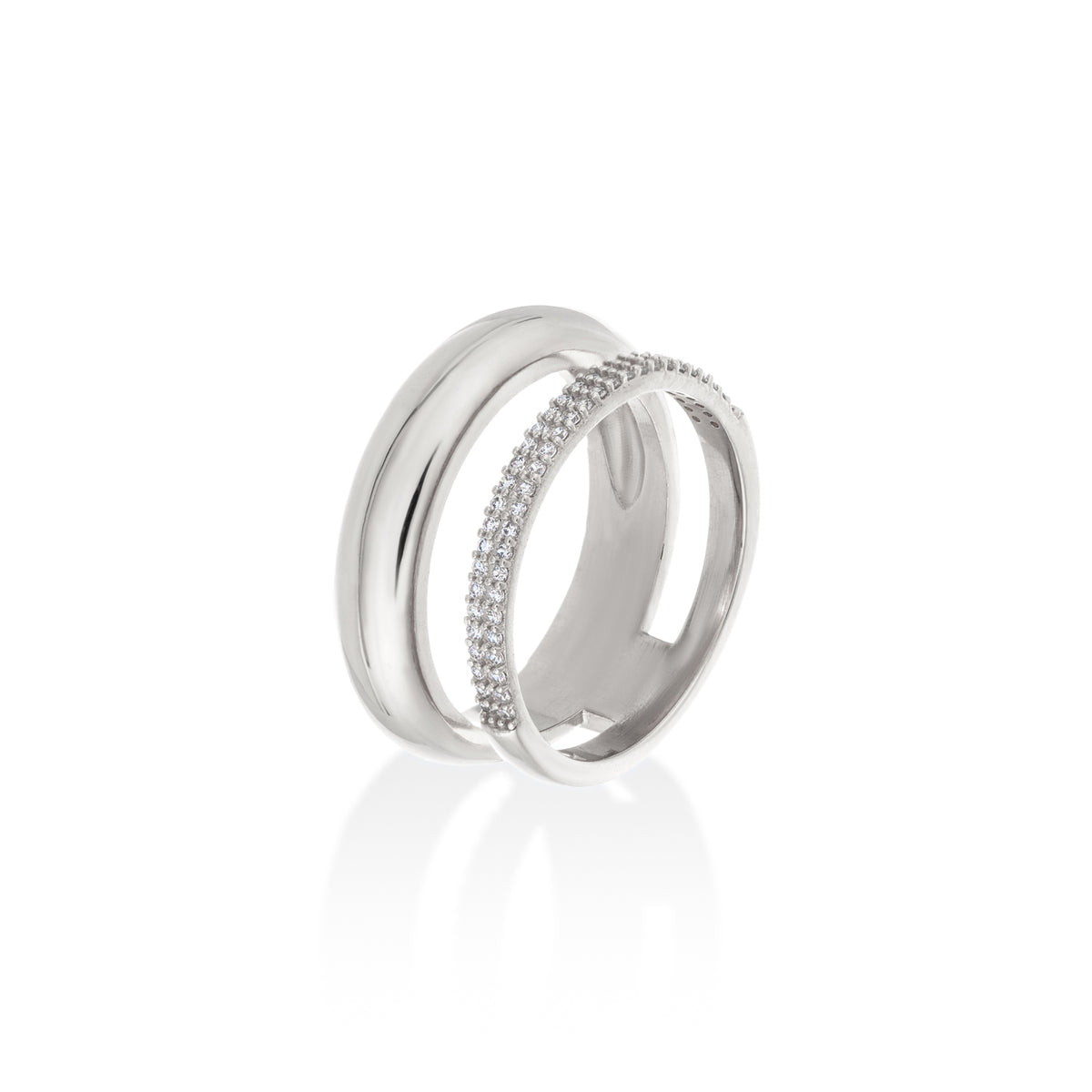 Silver Pavé Dual-Band Ring
