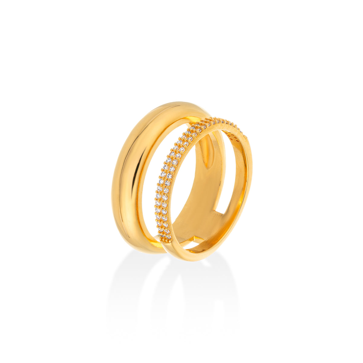 Gold Pavé Dual-Band Ring
