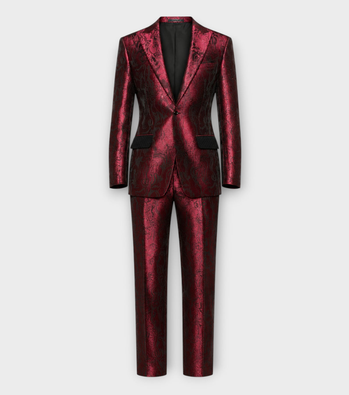 After Dark Brocade Suit in Metallic Burgundy