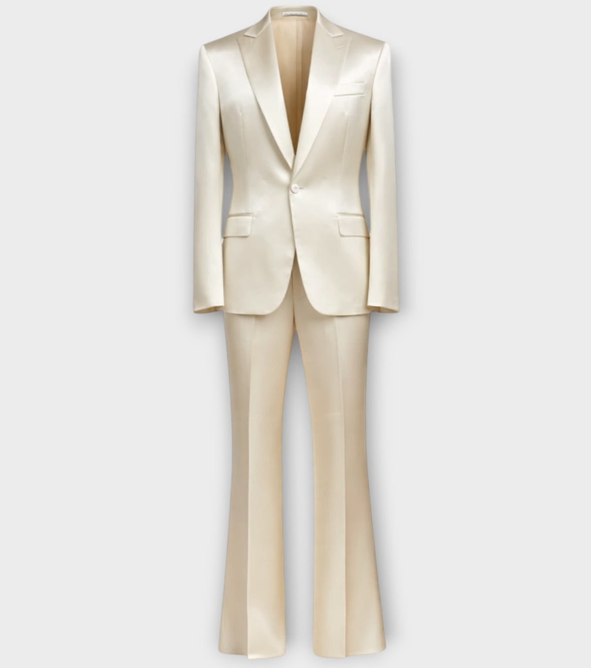 After Dark Silk Suit in Champagne