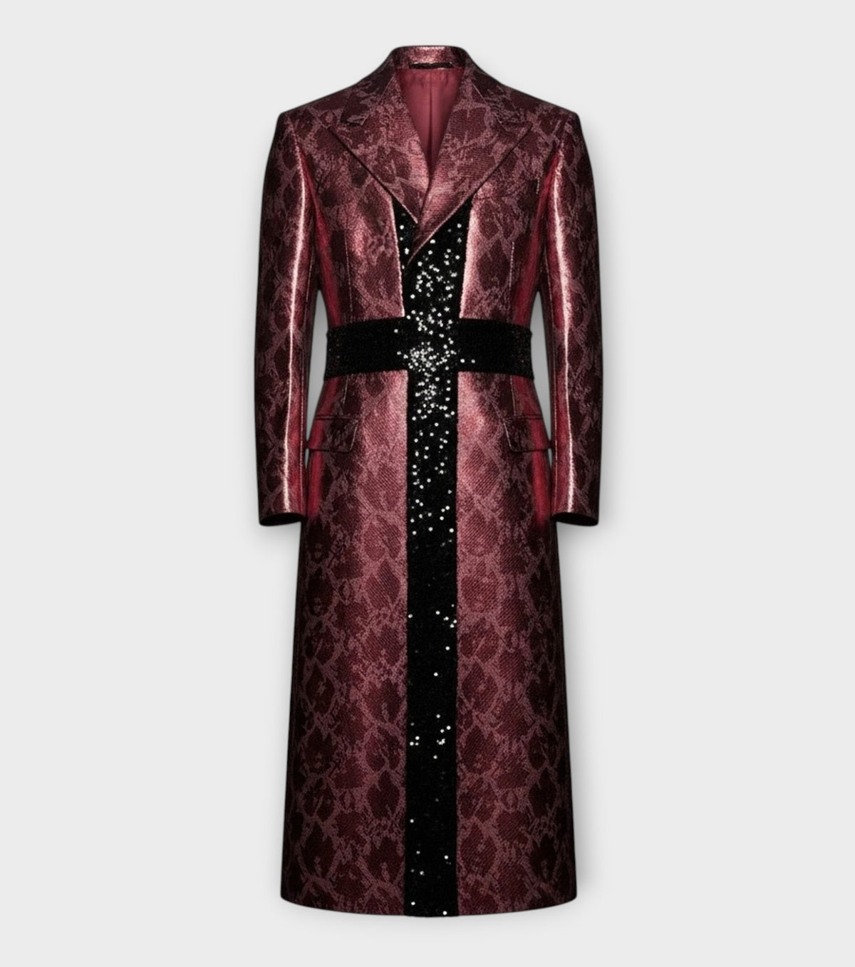 Burgundy Snake Print Long Jacket
